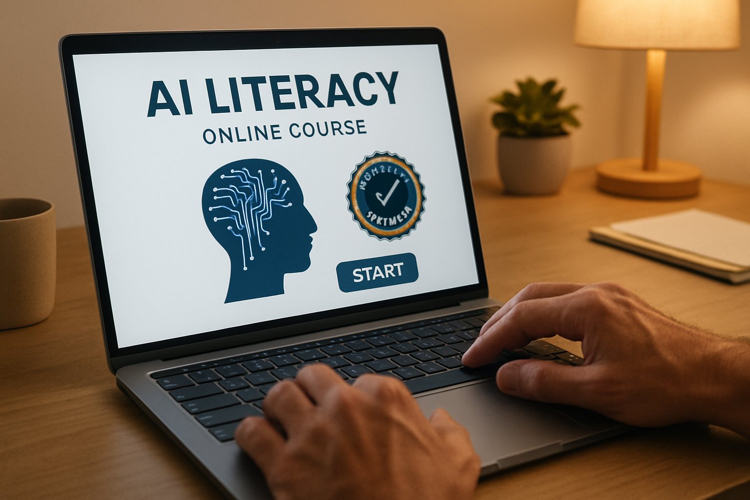 Hands accessing AI course materials in Digital Inequality Report context