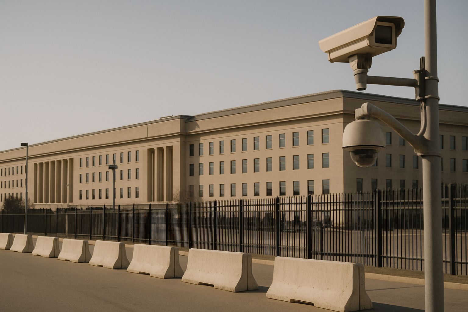Pentagon building security measures reflecting Secret Network Security concerns.
