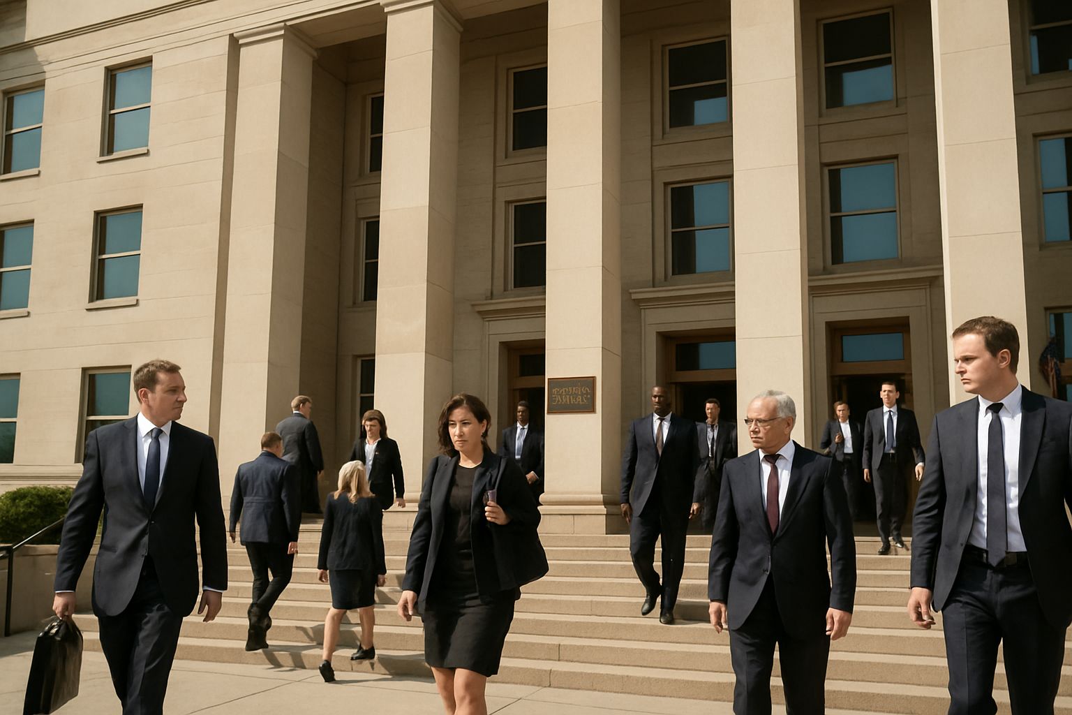 Pentagon building with officials following Autonomous Weapon Ruling.