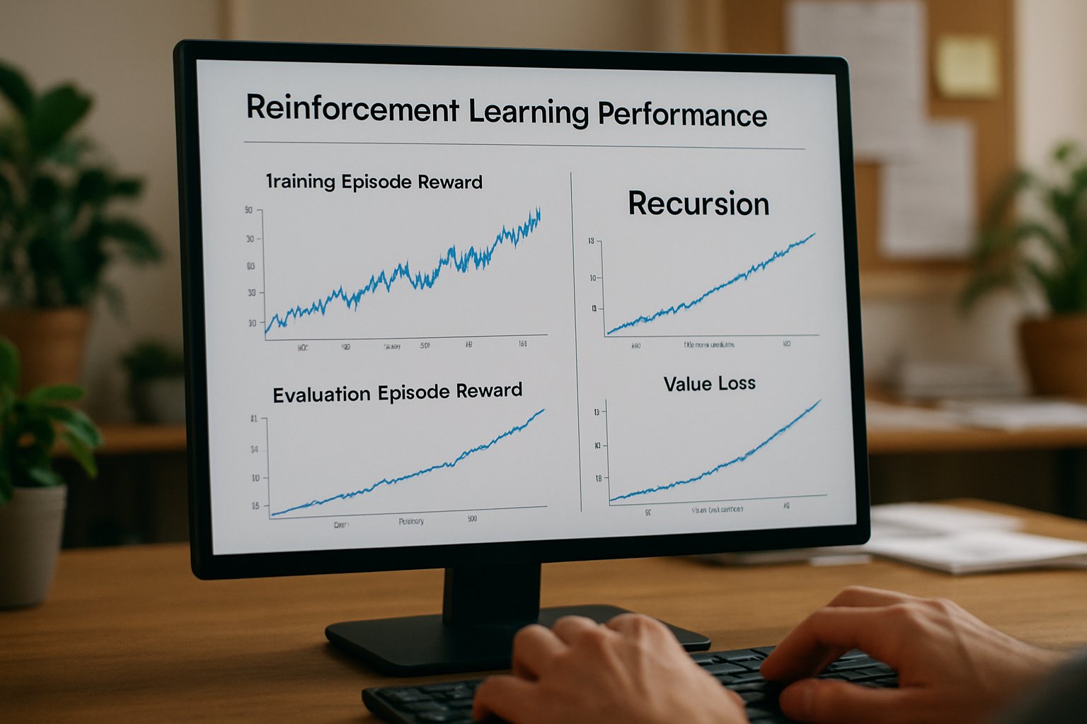 Dashboard visualizing Recursive Recursive Model Improvement performance charts