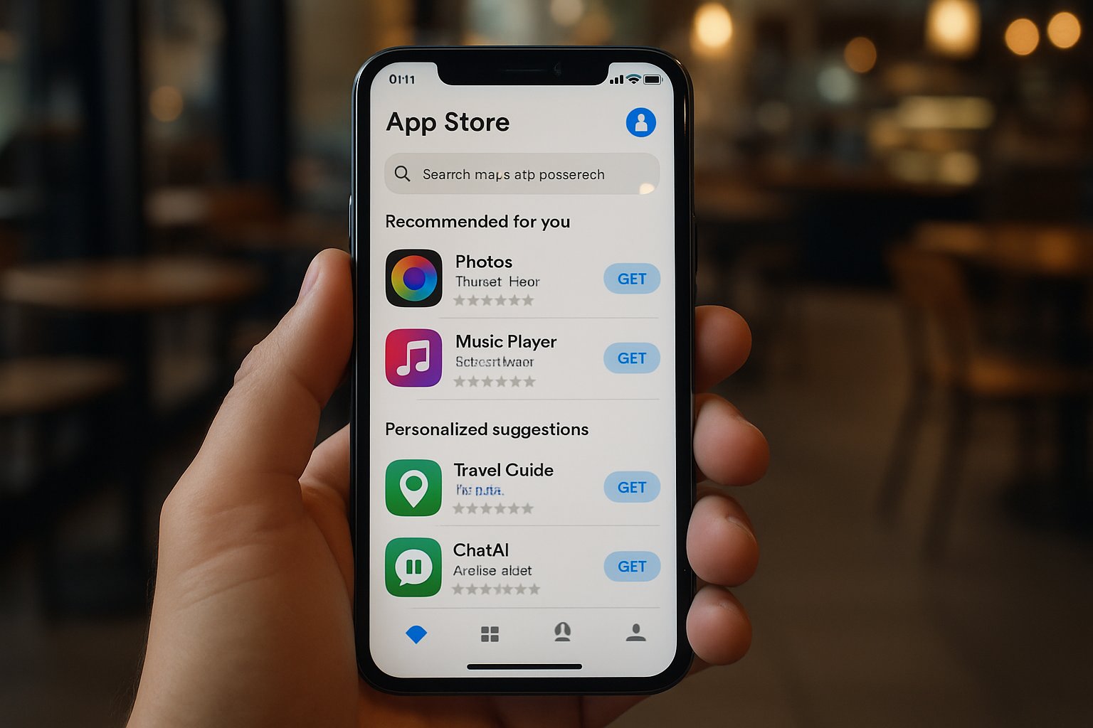 AI Driven Optimization personalized app recommendations shown on smartphone screen.