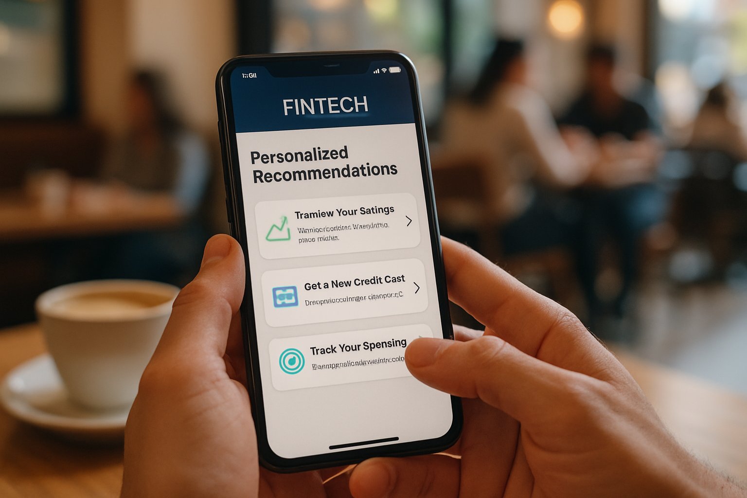 User viewing personalized fintech app recommendations, illustrating Consumer Consumer Experience Personalization.