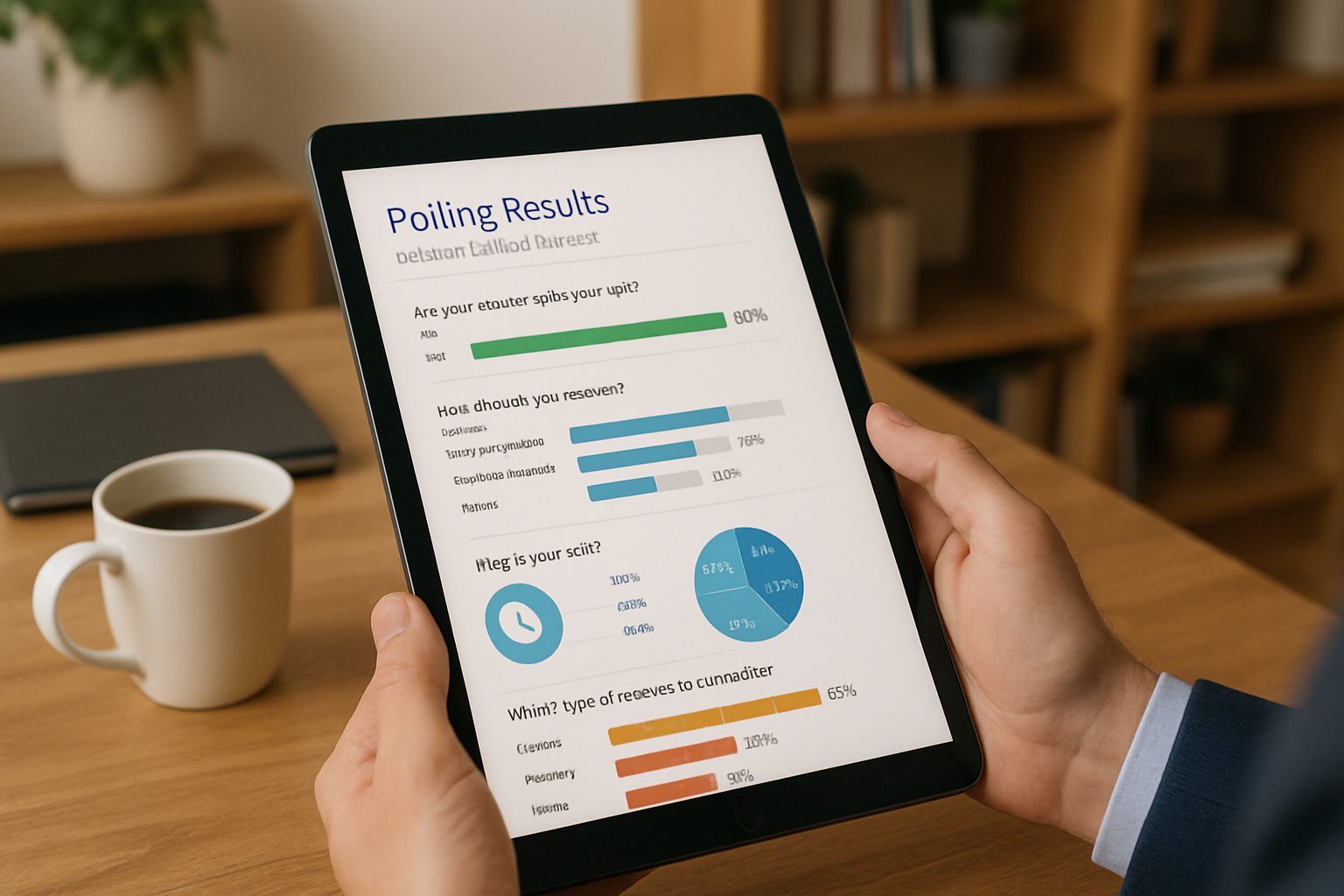 Agentic Twins Polling results on tablet in realistic home office setting.