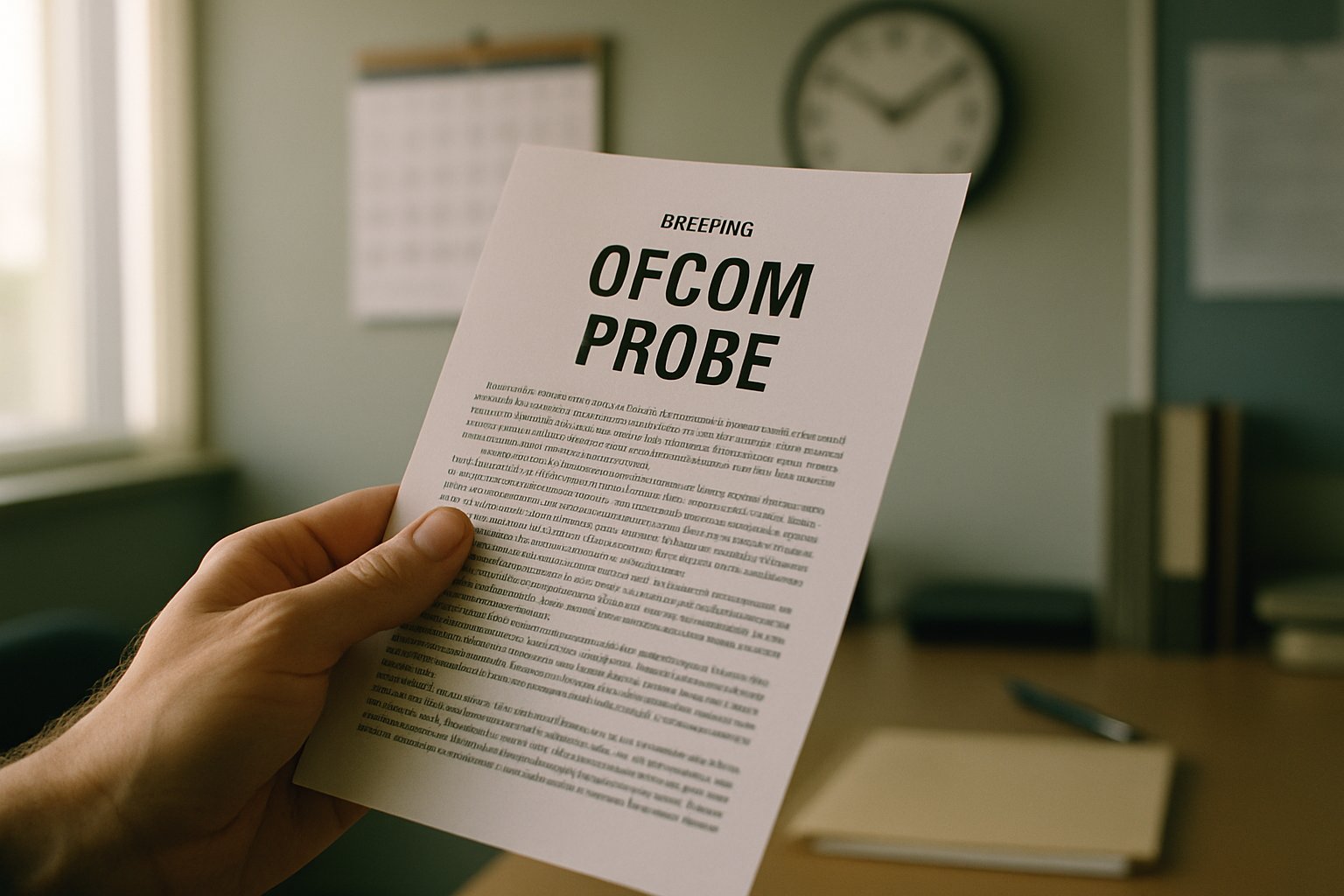 Printed Ofcom Probe briefing held in workplace setting.