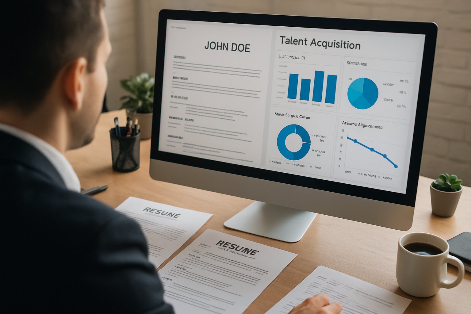 Recruiter uses analytics for Talent Acquisition decisions based on AI workplace rankings.