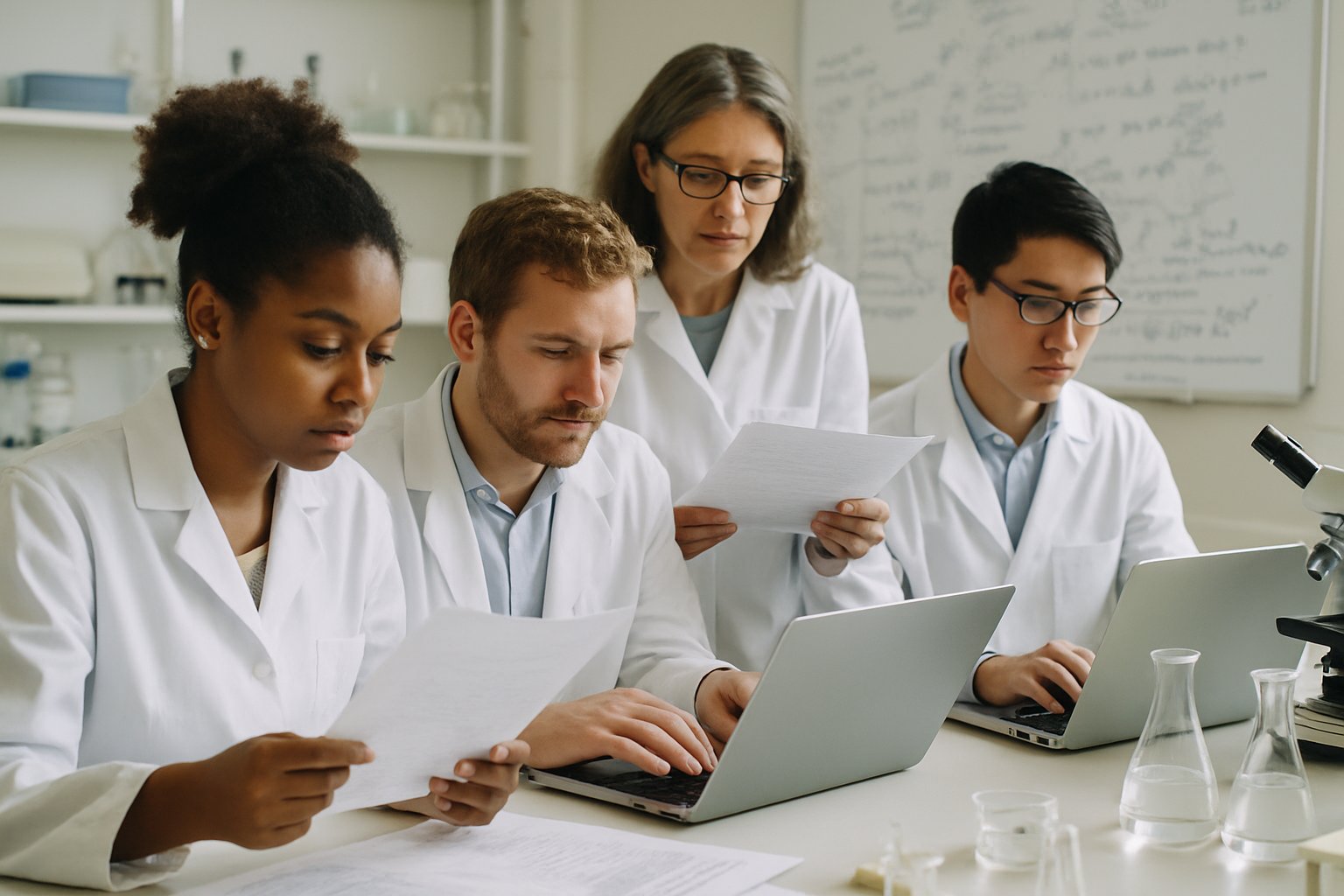 Scientists evaluating data for medical scientific misinformation risk.