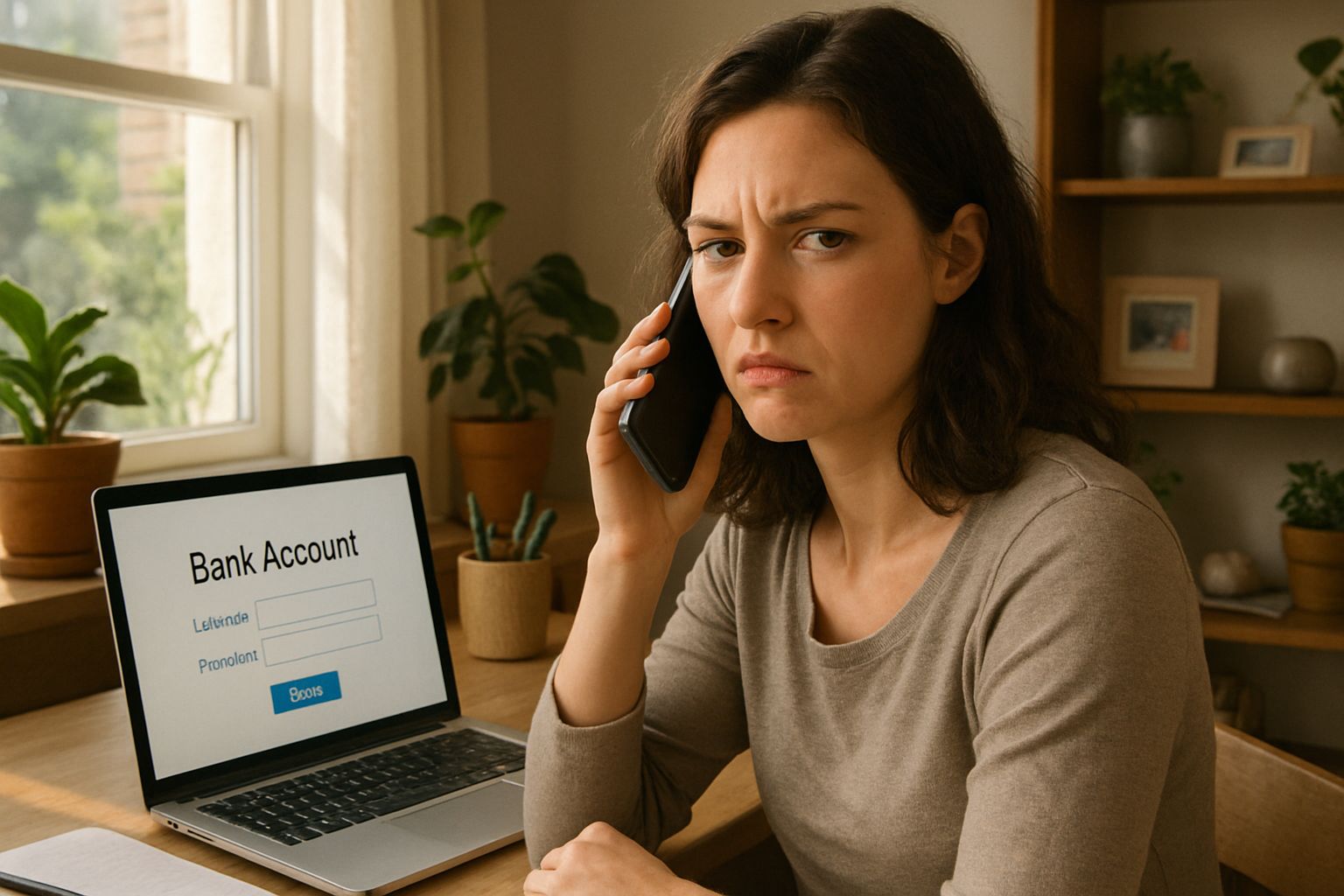 Woman responds to deepfake call during Financial Phishing Surge.