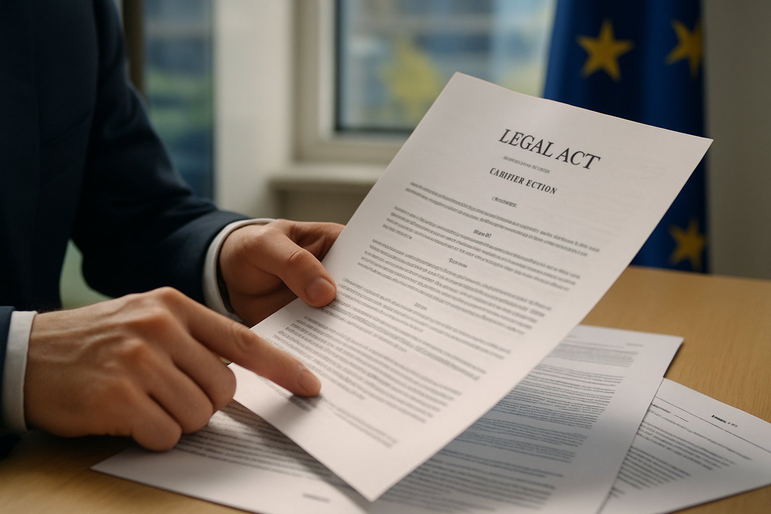 Hands review official documents amid EU Regulatory Compliance Shift.