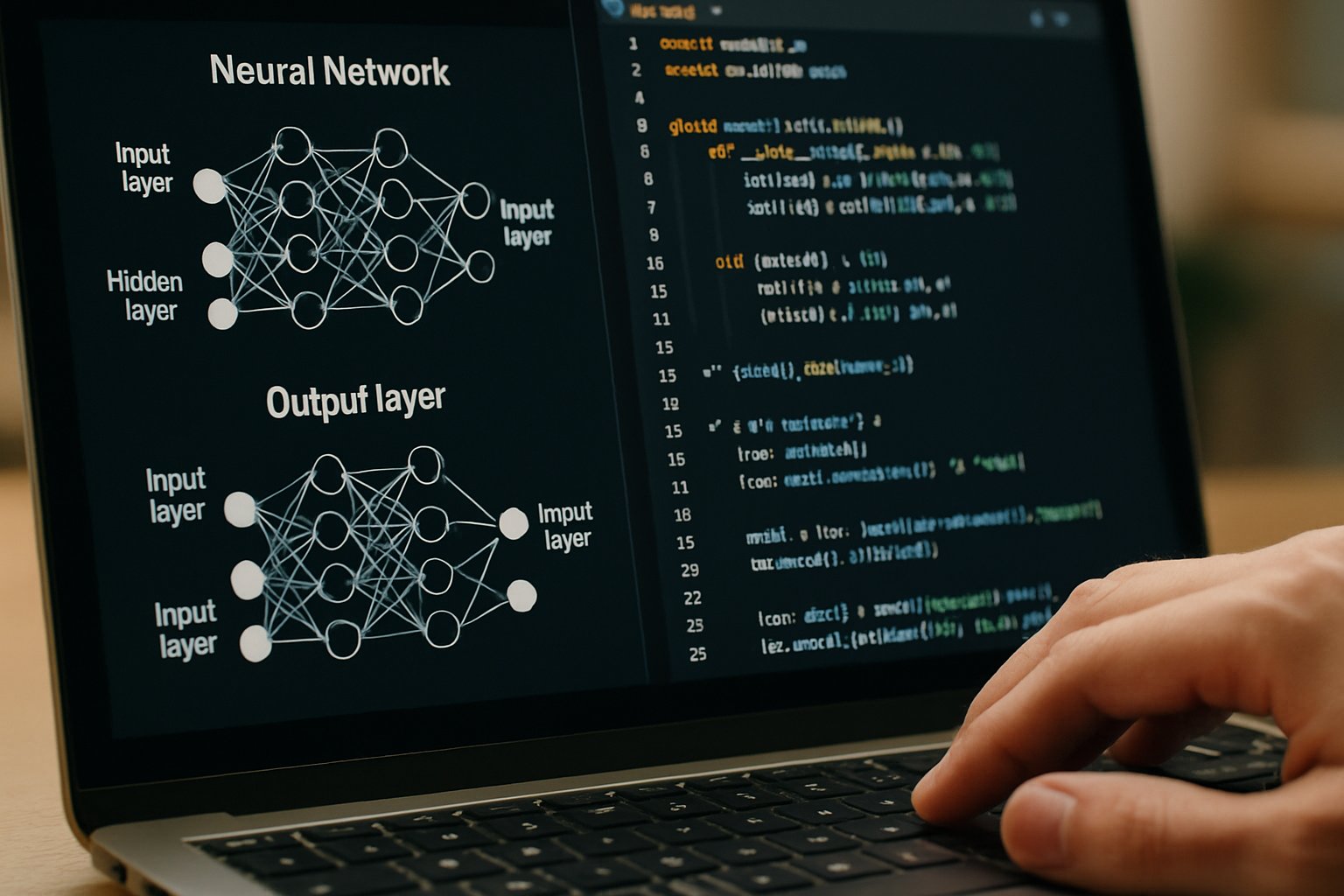 Human reviewing neural networks for AI Alignment vulnerabilities on laptop screen