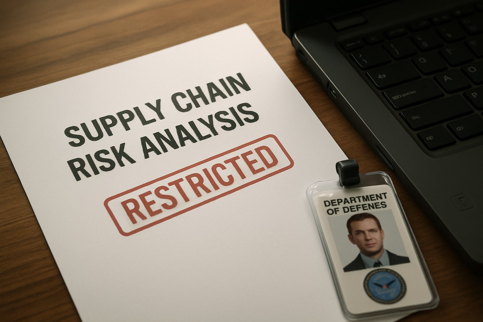 Supply Chain Risk Analysis report with government security stamp.