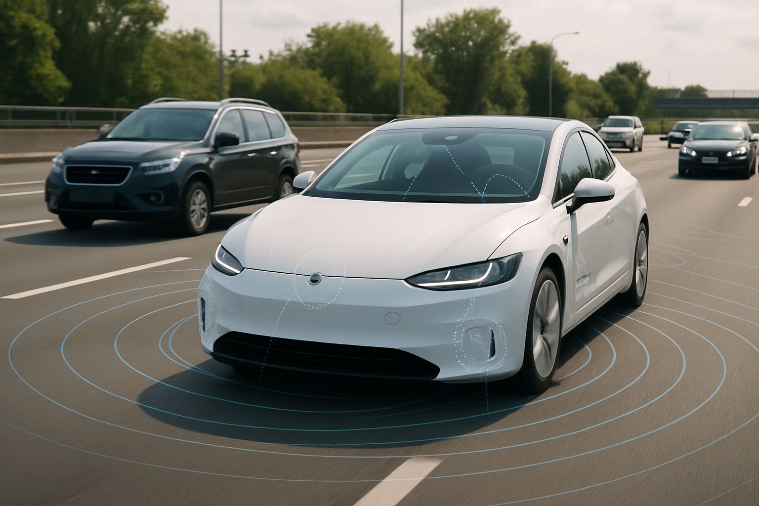 Autonomous vehicle using Robotics Sensing radar in real traffic environment.