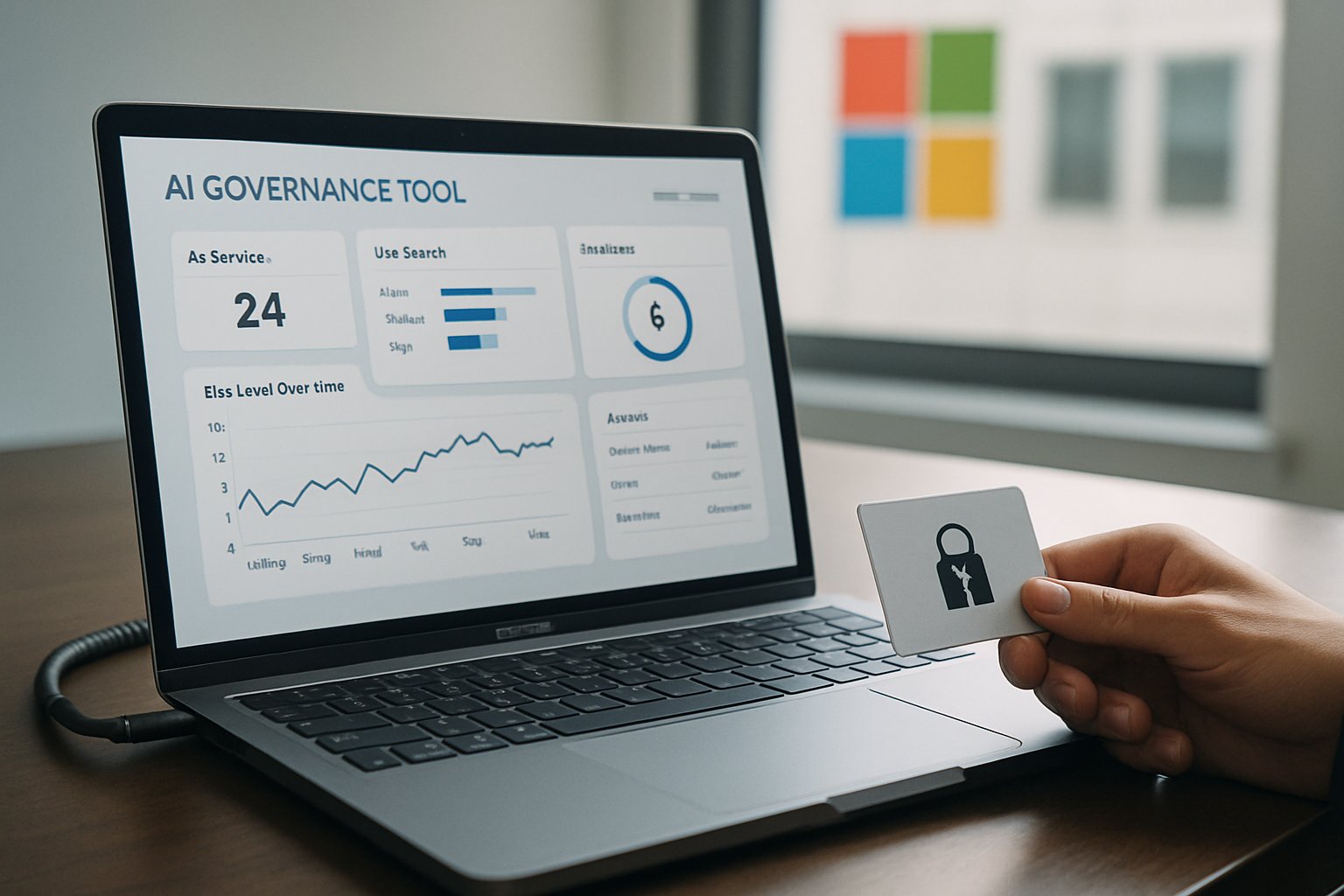 AI Governance Tool dashboard on laptop for secure enterprise management