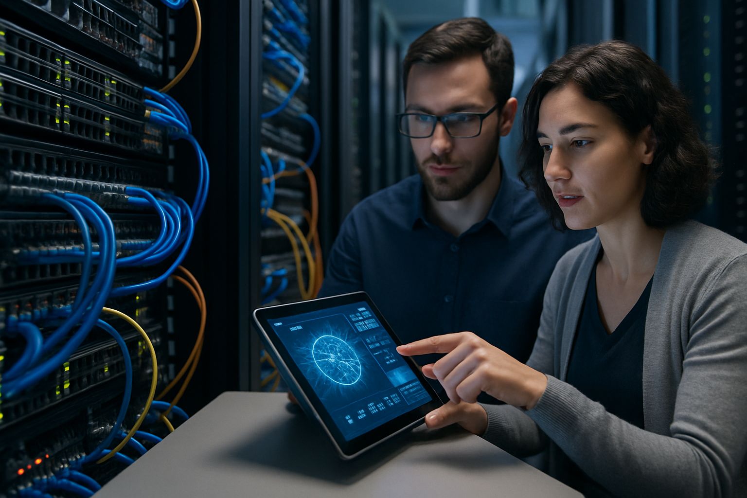 IT experts managing server room security for Decentralized Agentic Networking.