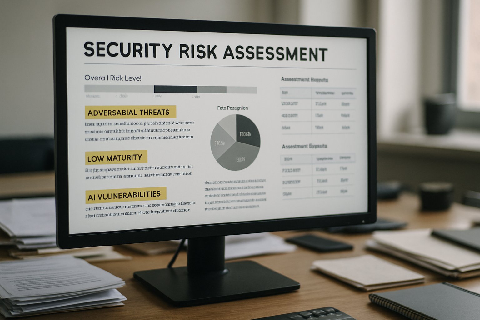 Security dashboard highlights Adversarial Security risks and ranking gaps.