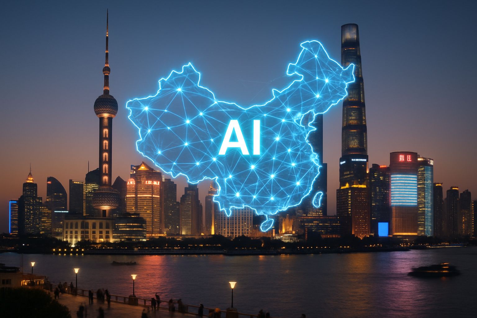 Shanghai skyline highlights Agentic AI Awareness network initiatives.