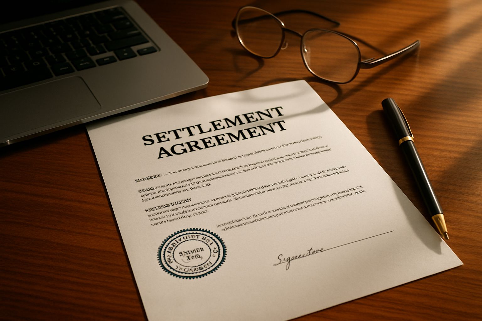 Official settlement documents symbolize Copyright Settlement Deal negotiations.