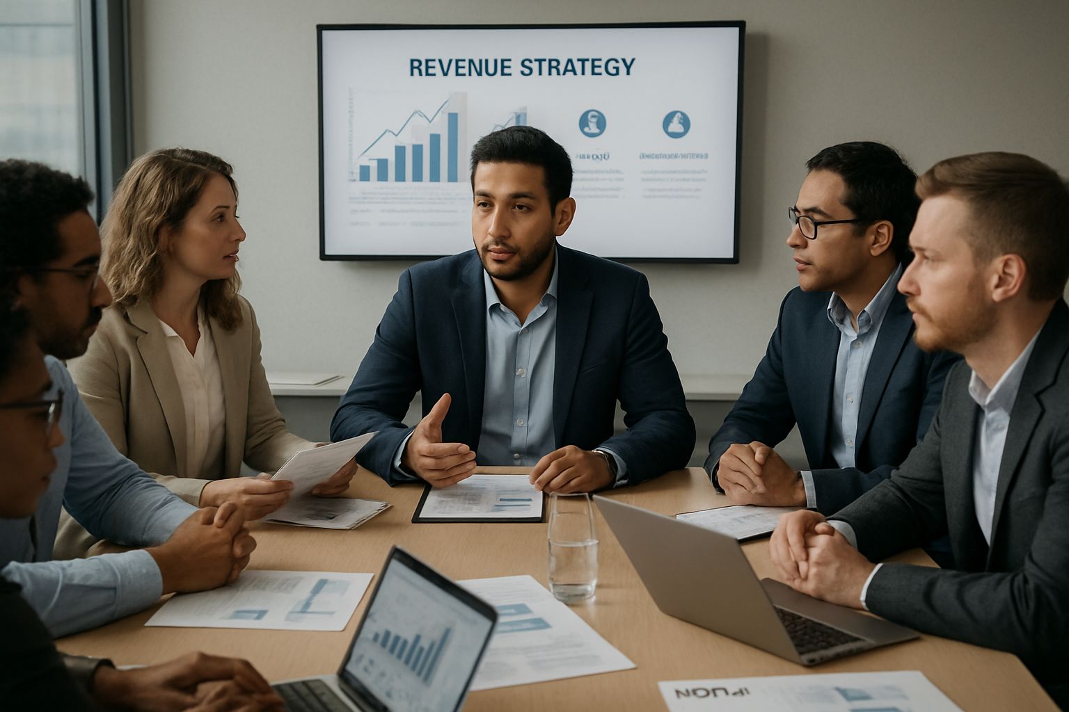 NDTV Siddharth Narula and team collaborating on revenue strategies.