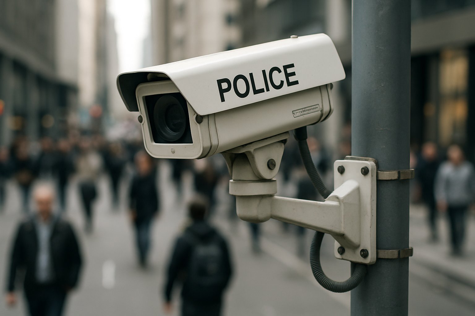 Street security camera symbolizes risk of Civil Rights Breach by surveillance.