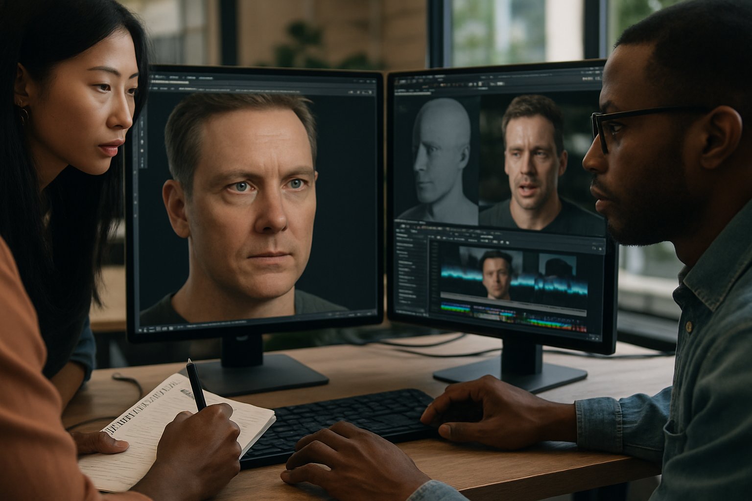 Creative team working on Synthetic Media Resurrection of an actor.