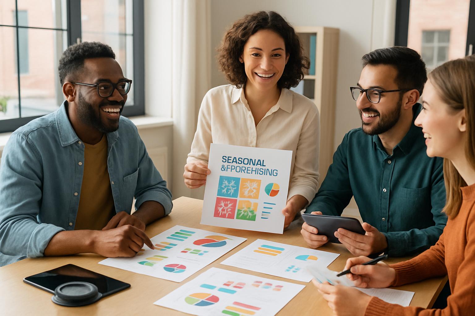 Team meeting to discuss Generative Marketing Speed and seasonal assets.