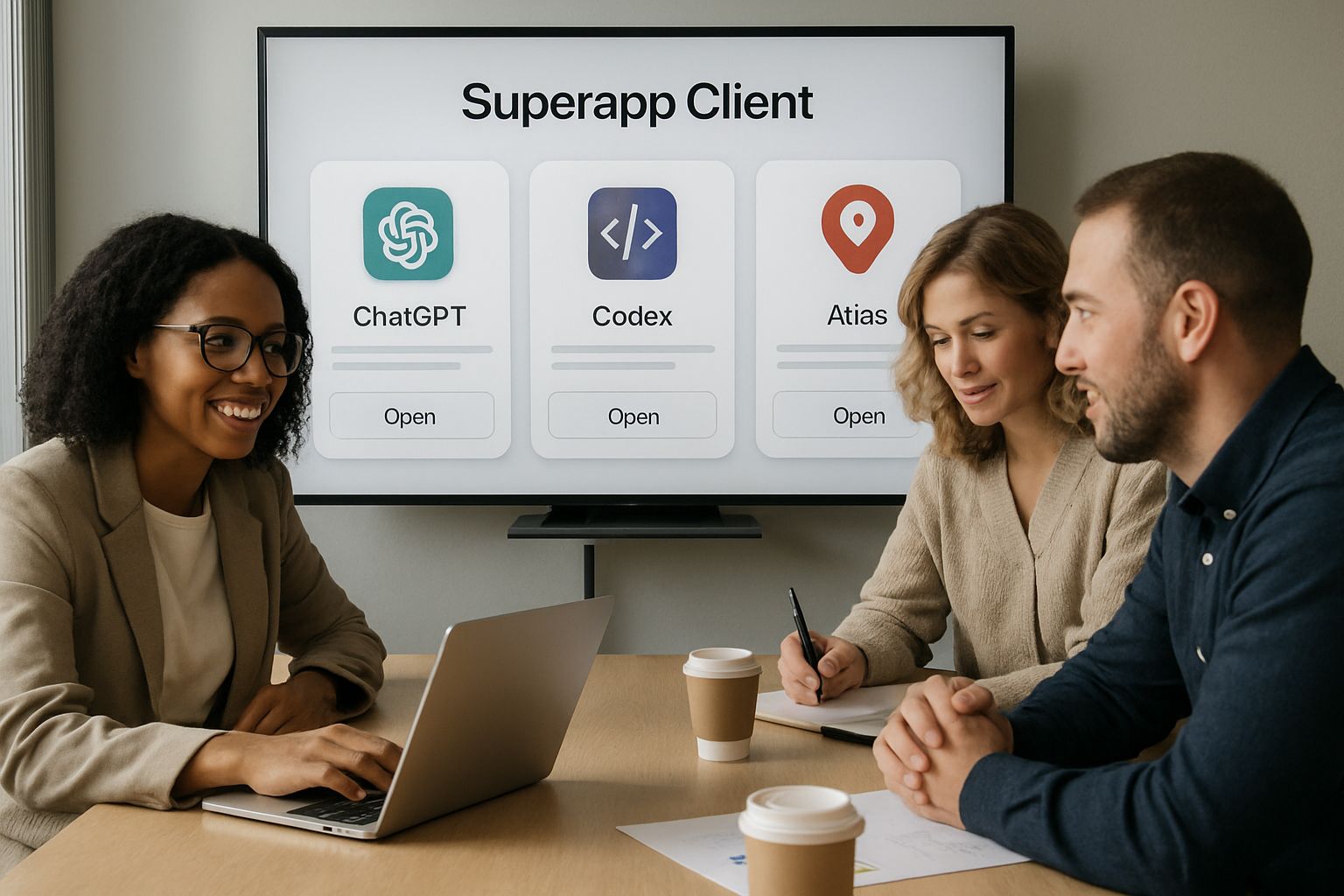 Team collaborating using Superapp Client for enterprise projects.