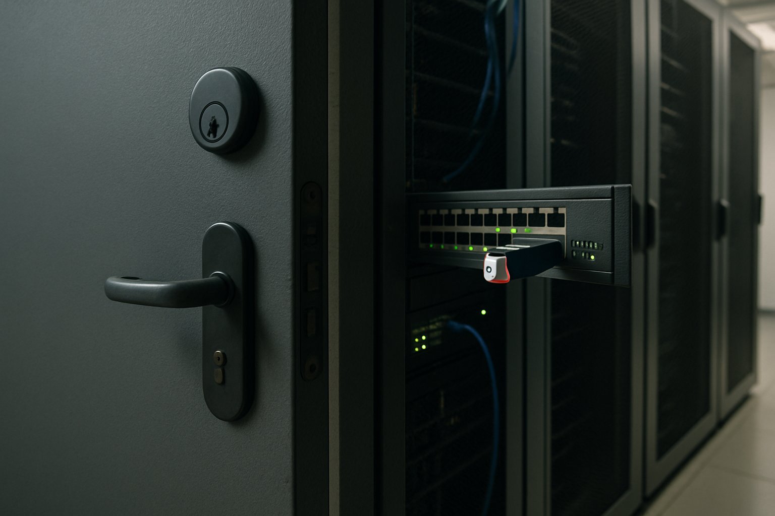 Unauthorized device in server room visualizes Shadow IT Risks in enterprise security.