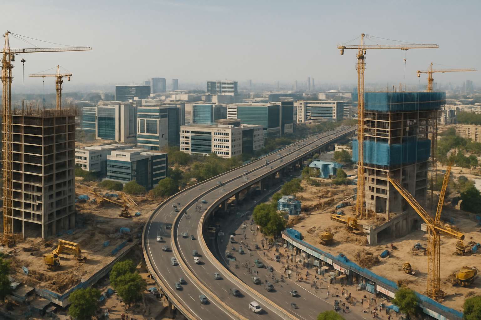 Ongoing urban development under Reliance’s Infrastructure Investment Plan in India.