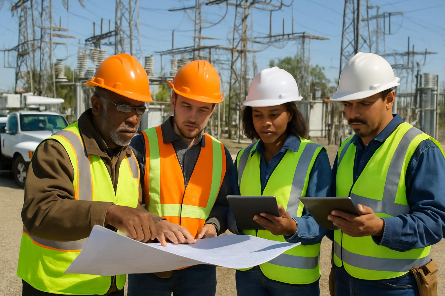 Trump AI Energy utility workers planning grid upgrades