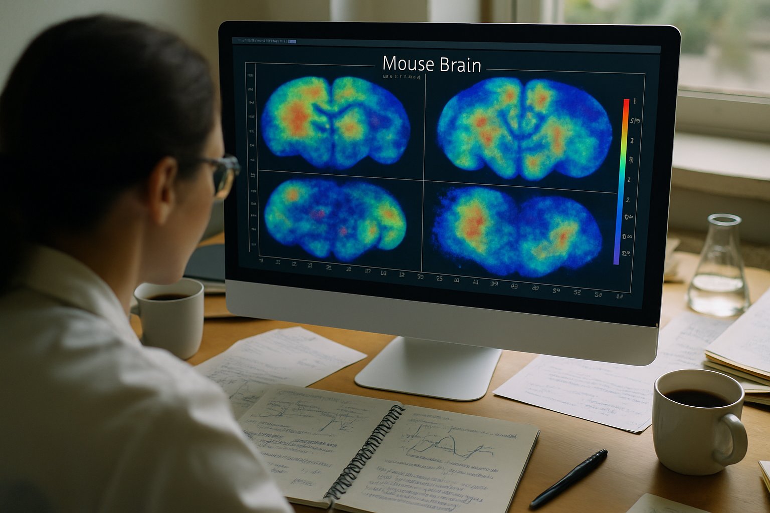 Neural Signal Interpretation displayed as real-time brain activity data from a mouse experiment.
