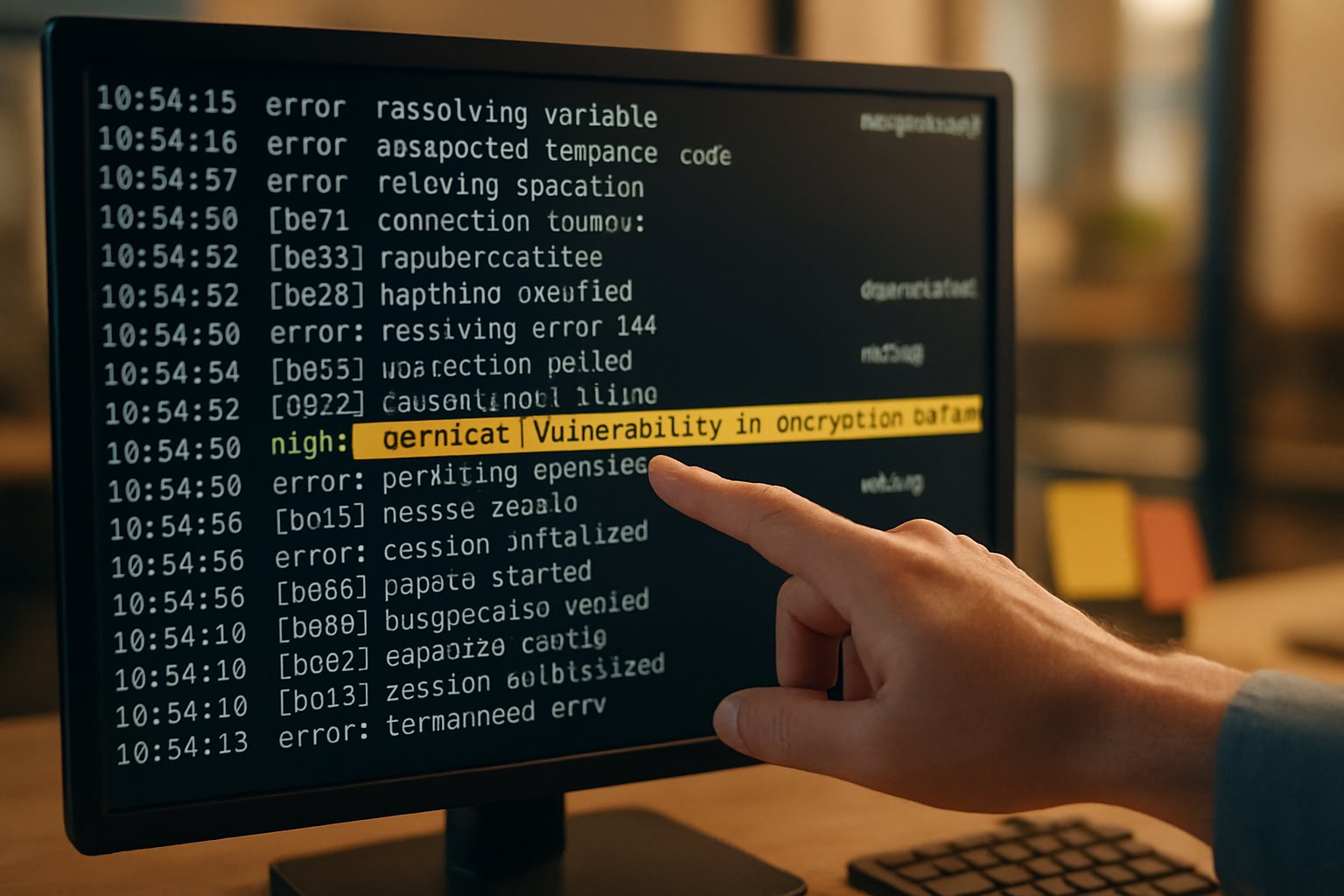 Highlighted error on encryption software screen showing Encryption Software Flaw details.