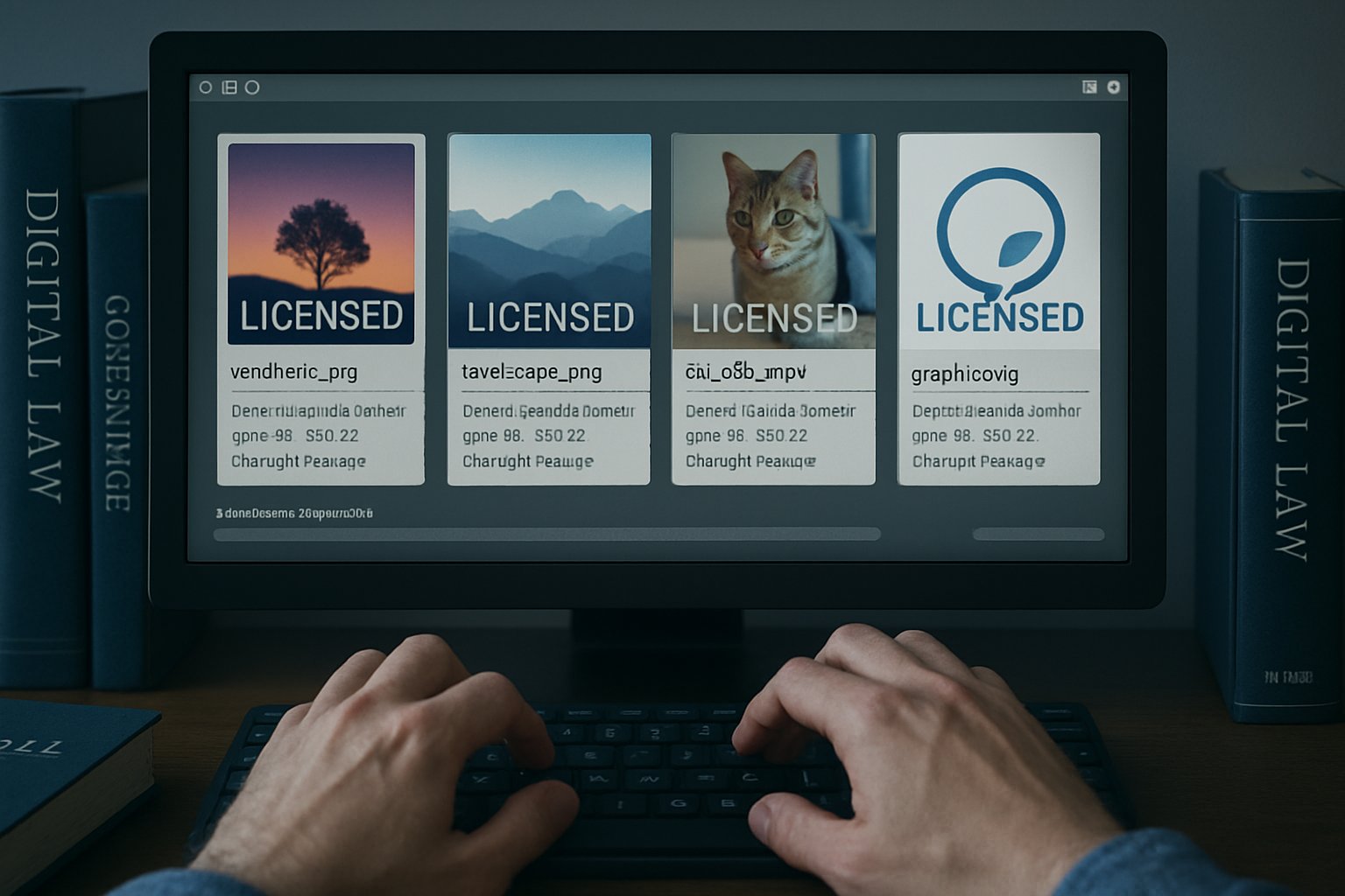 Digital Traceability watermarked files and provenance metadata on computer screen.