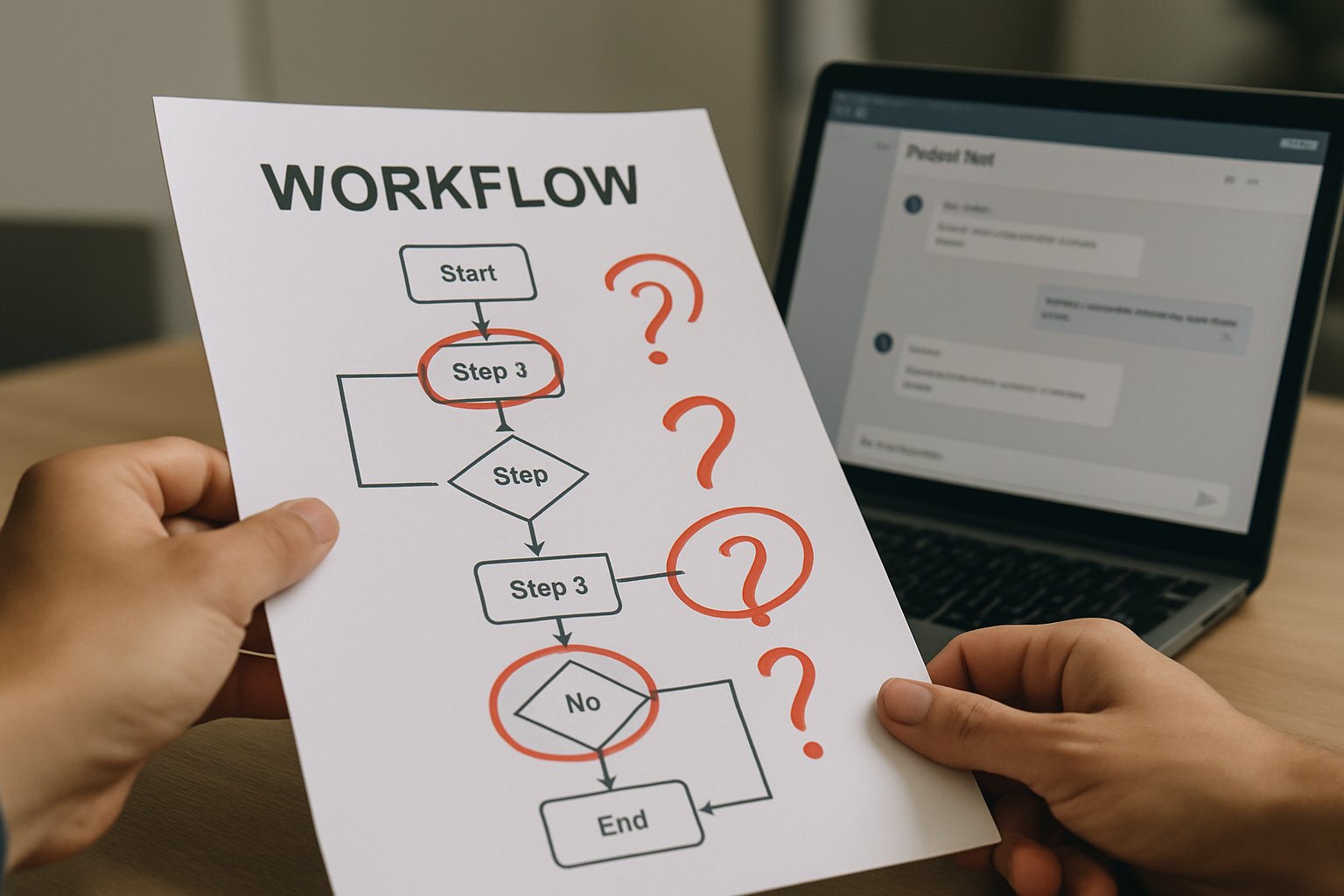 Error-marked workflow charts symbolize a Team Dynamics Crisis.