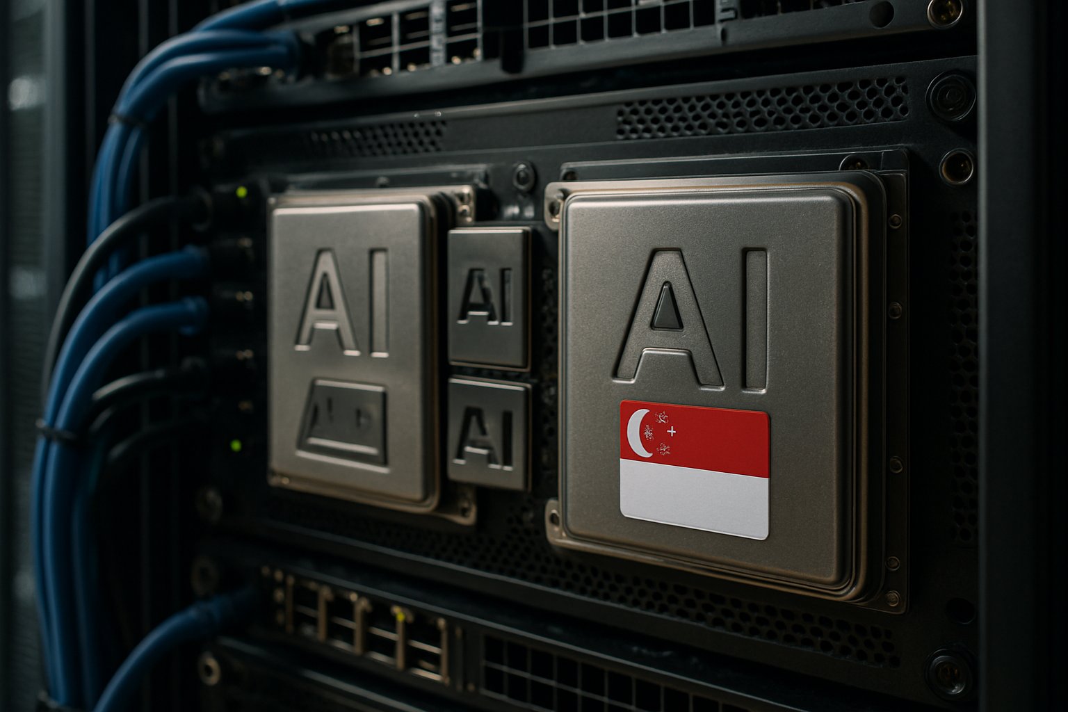 Authentic server rack with AI chips central to Compute Resource Crime probe.