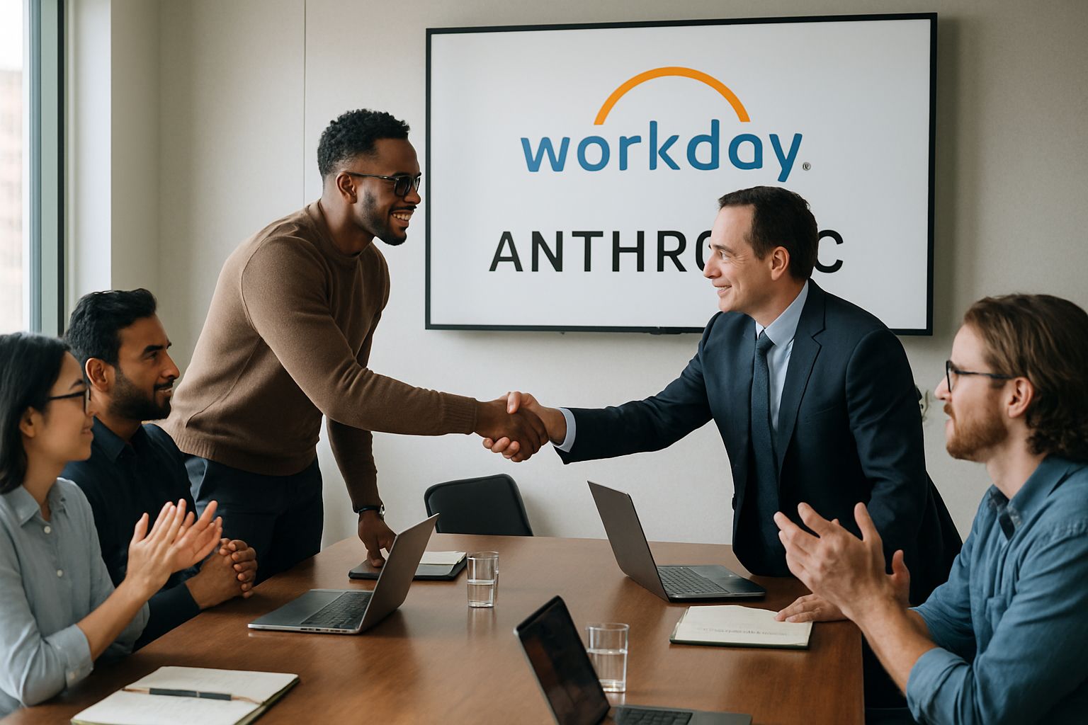 Tech Talent boardroom scene showing executive recruitment for Anthropic.