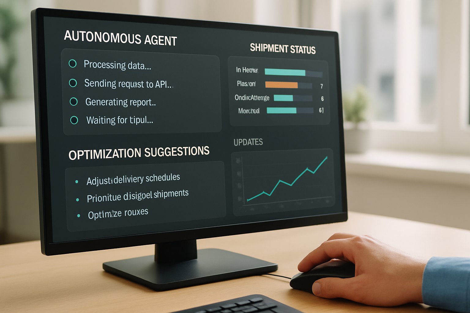 Logistics AI dashboard showing autonomous agent analytics