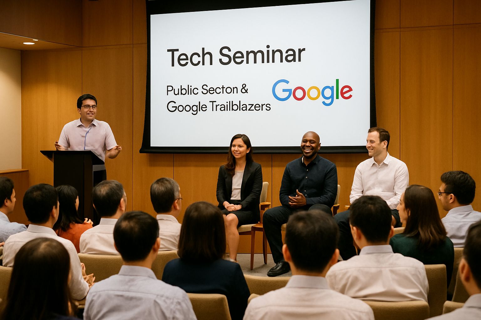 Public Private AI seminar featuring Singapore officials and Google Trailblazers.