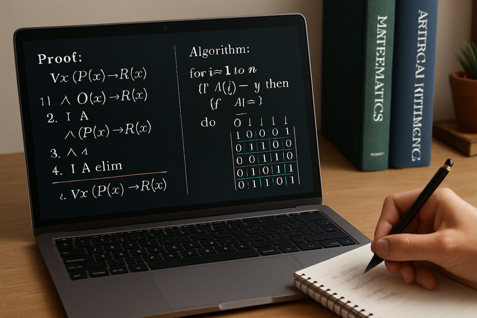 Close-up of AI Systems solving advanced mathematics on a laptop screen.