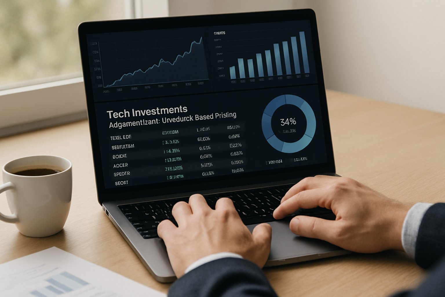 Financial analyst evaluating Tech Investment Alignment data on outcome-based pricing.