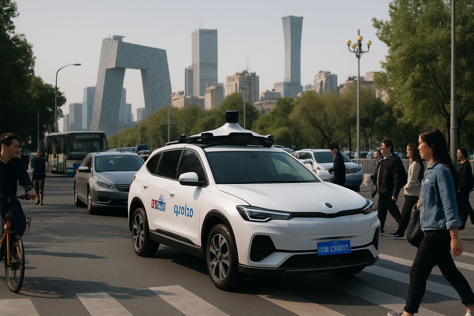 Autonomous Drive Future demonstration in Beijing city with a self-driving car in action.
