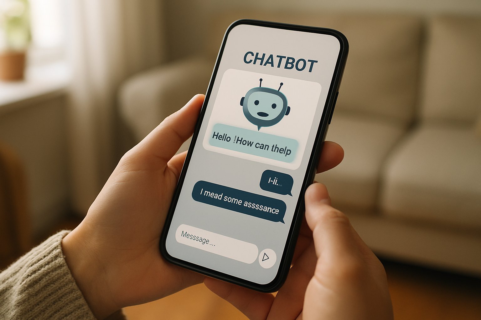 Generative AI Ethics illustrated by a realistic chatbot conversation on a smartphone.