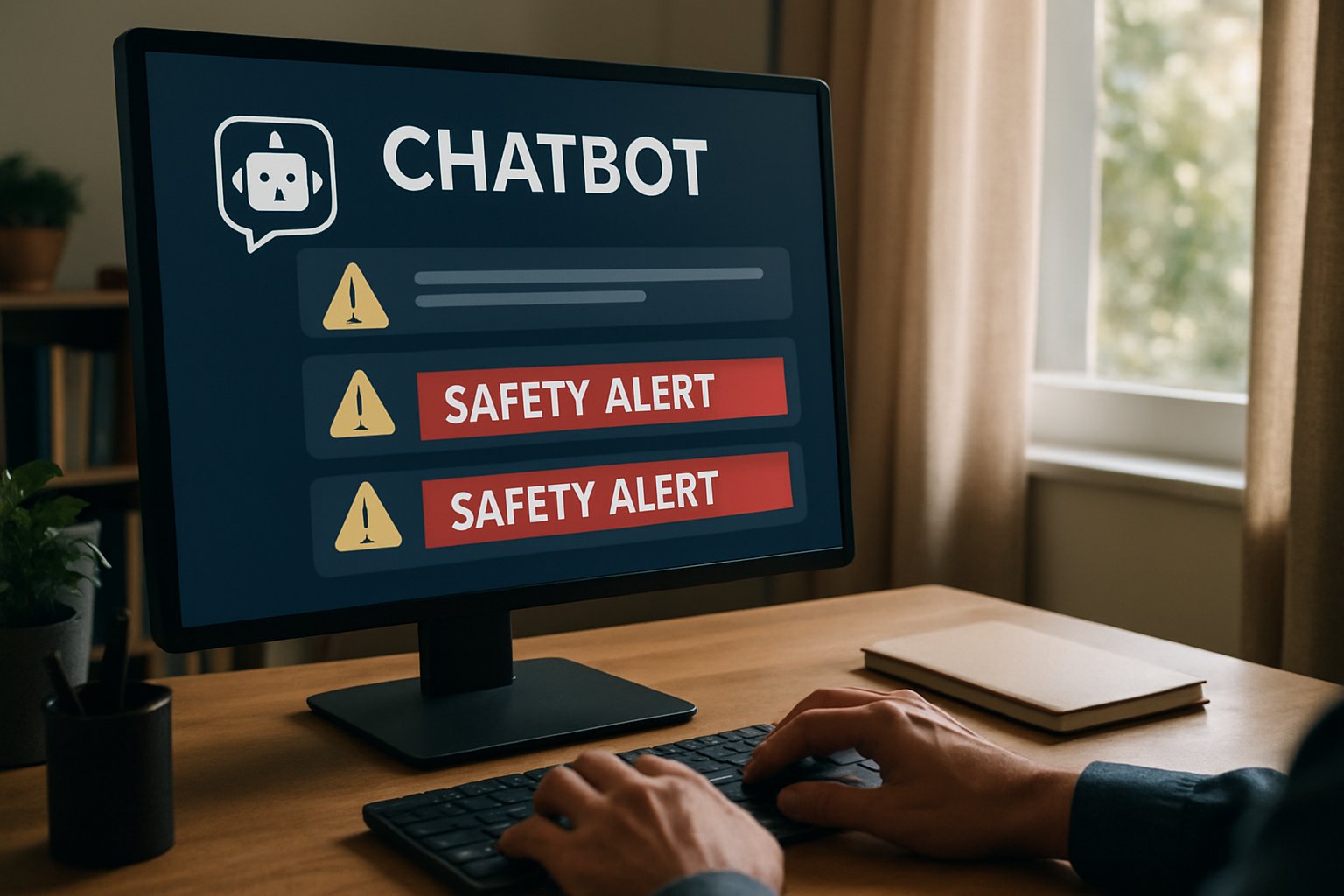 Computer screen warning about Chatbot Safety Failures during a user’s chat session.