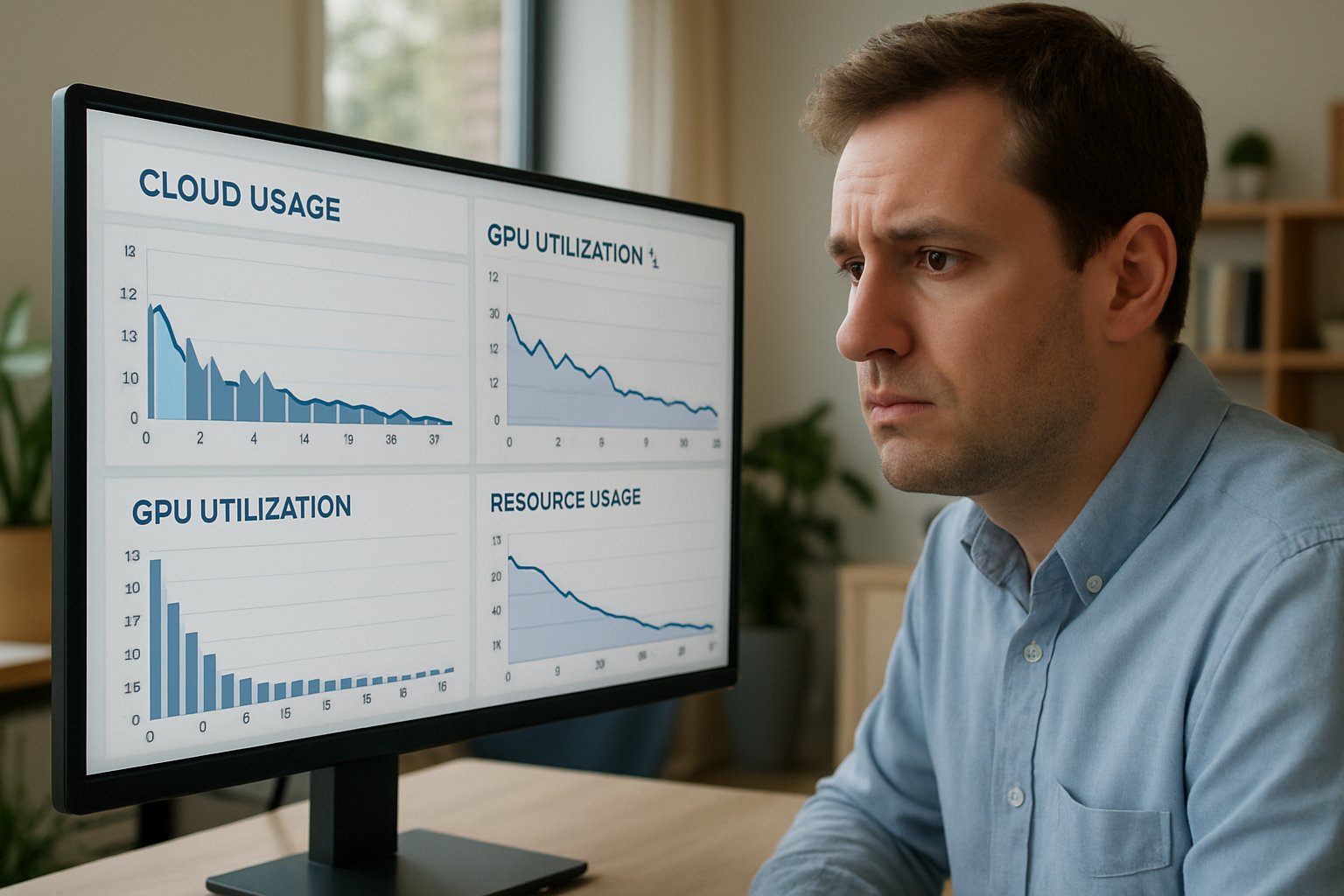 Dashboard showing low GPU usage during Compute Hoarding Crisis scenario.