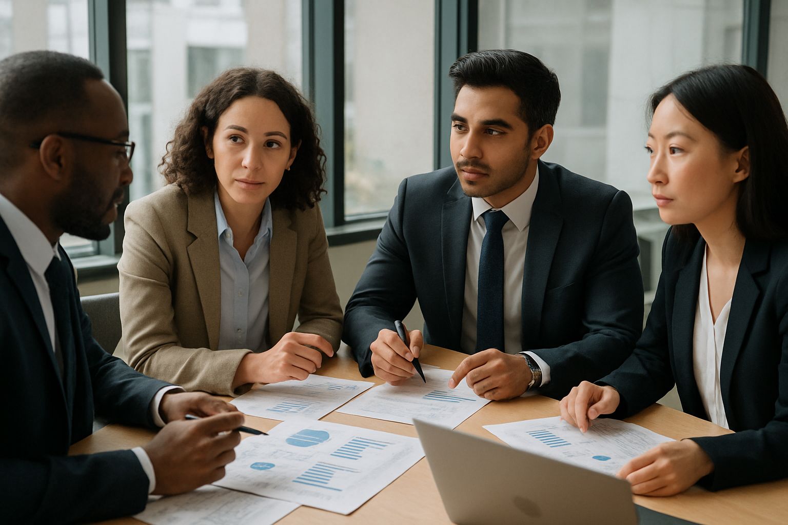 Quantitative Research Boost exemplified by group collaboration in financial team meeting.