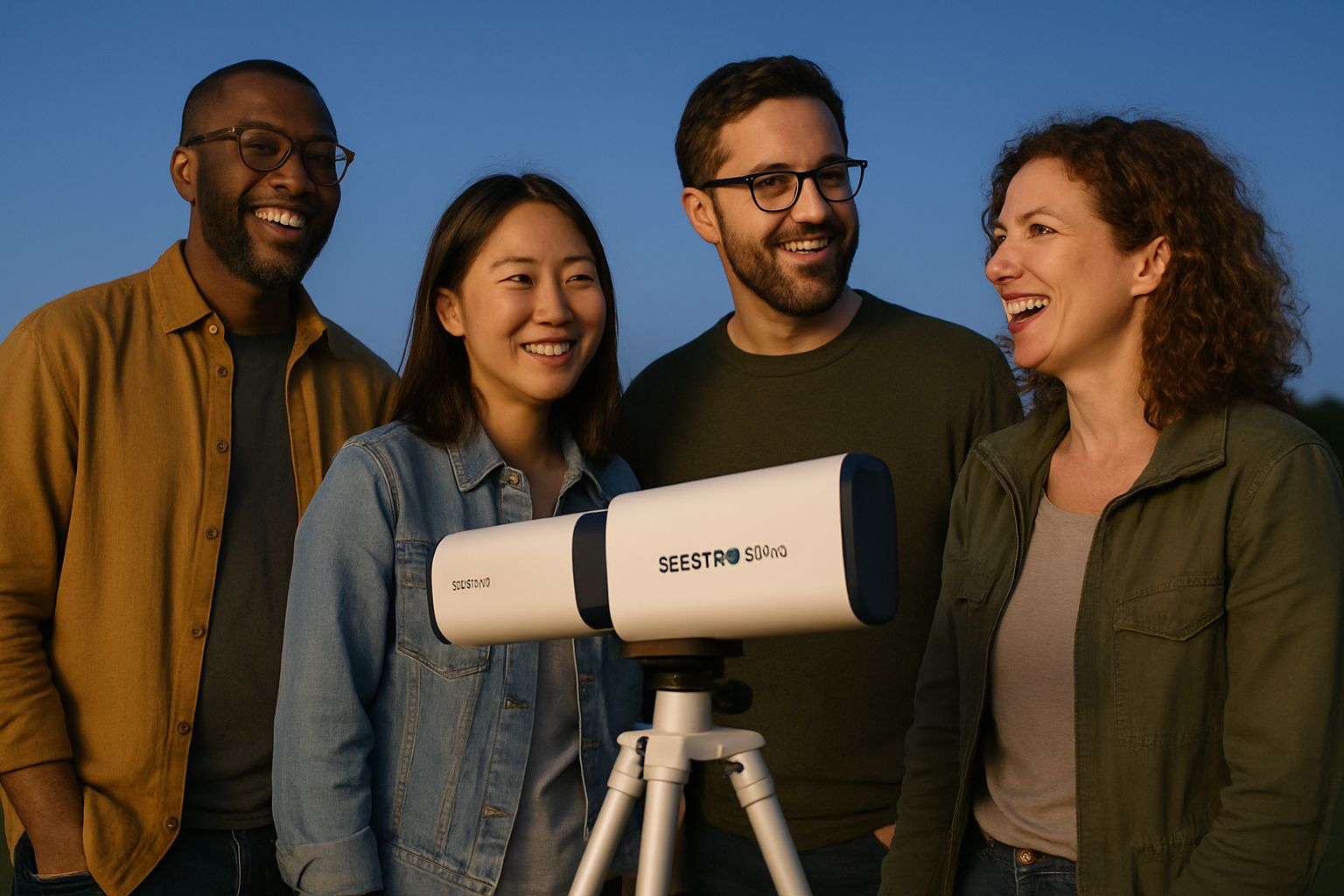 Enthusiasts using Seestar S30 Pro telescope for Consumer AI Optics stargazing outdoors.
