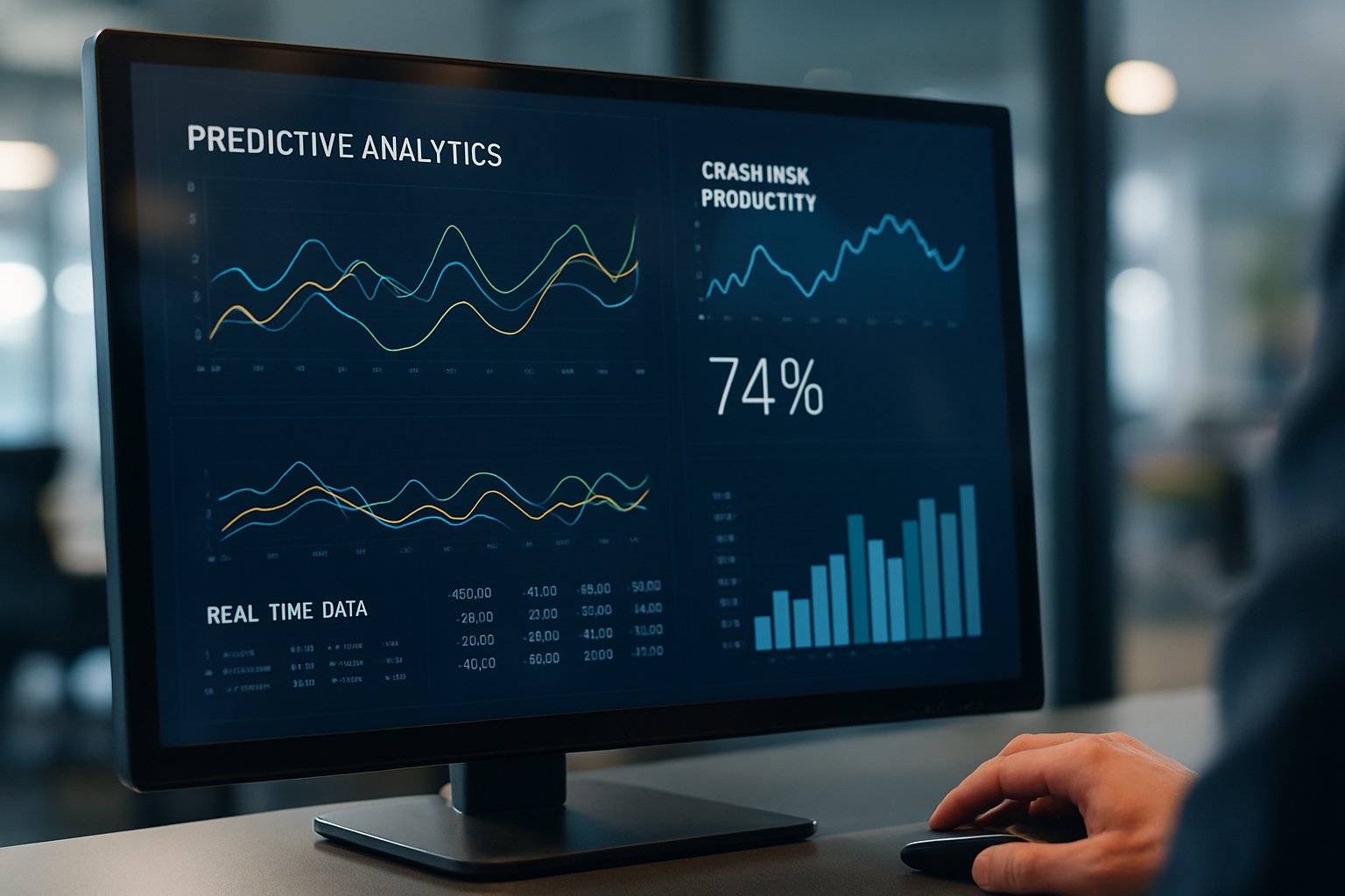 Dashboard displaying Predictive Analytics crash risk data and graphs.