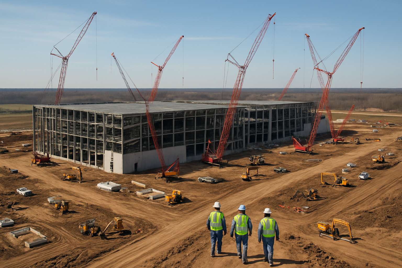 Michigan data center construction scene representing Infrastructure Finance investment.