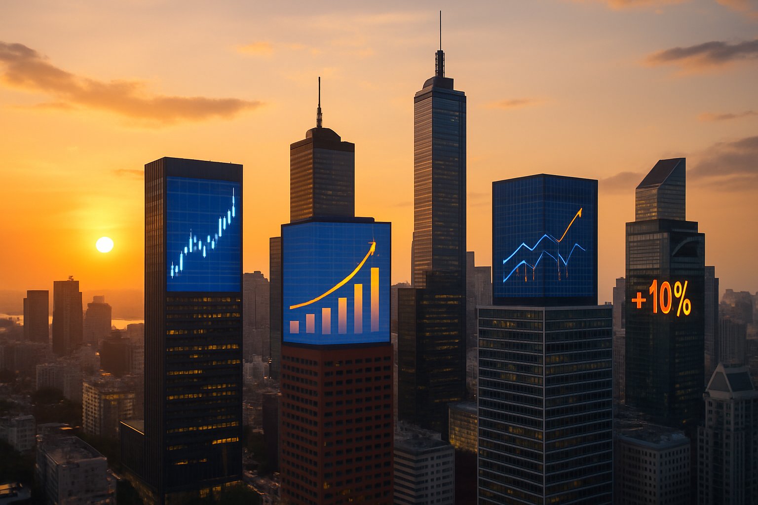 City skyline representing Economic Value Forecast with growth projections.