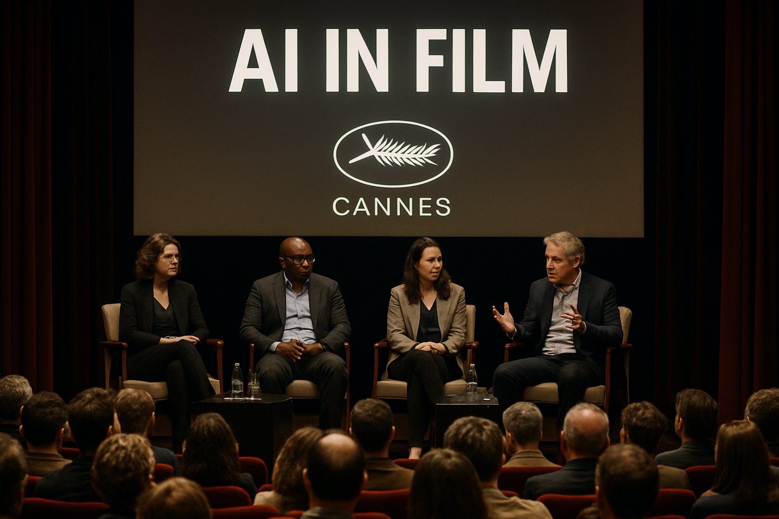 Industry experts discussing Generative Film Backlash and AI film controversy at Cannes.
