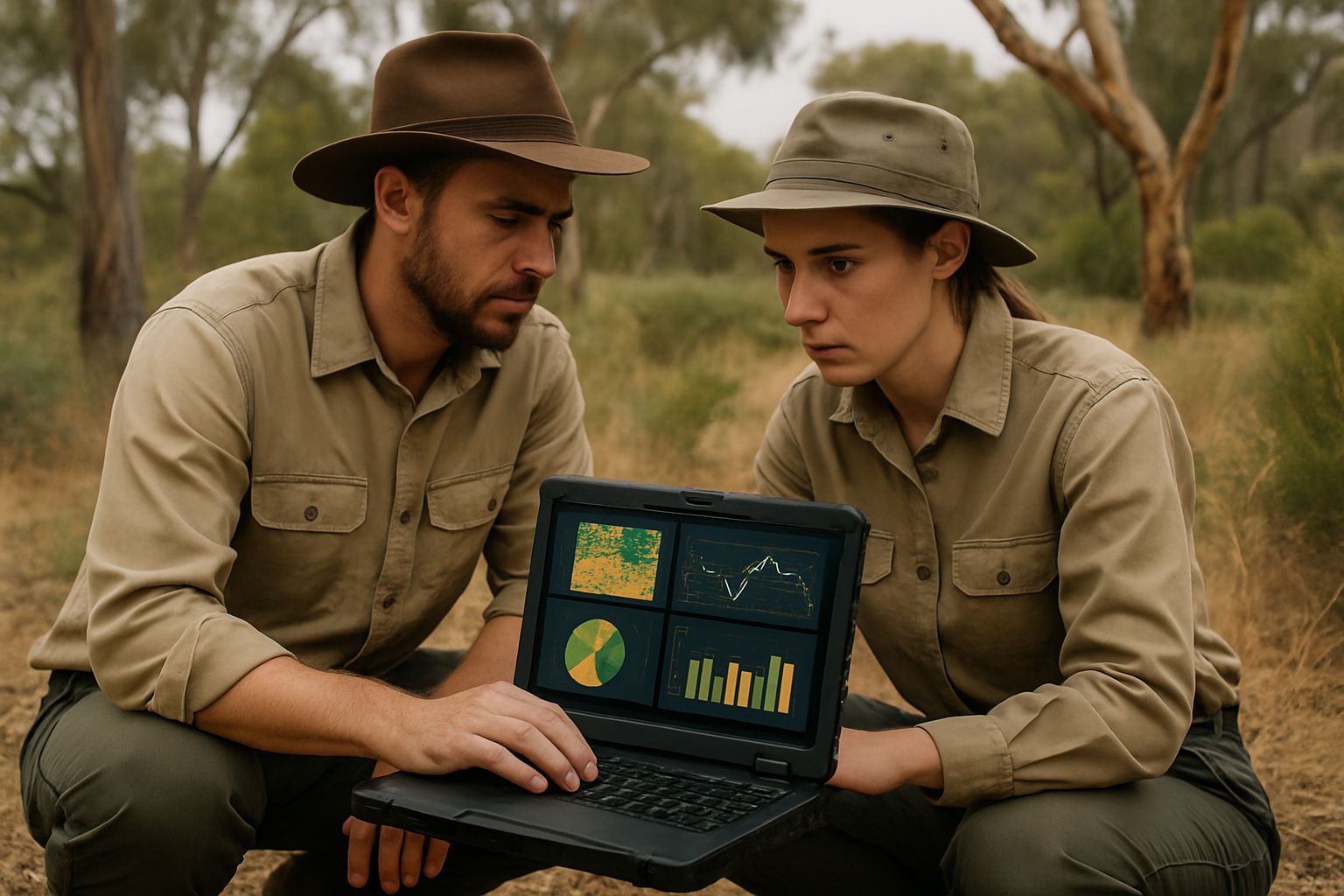 Scientists reviewing data to avoid Robodebt AI Risk in environmental AI