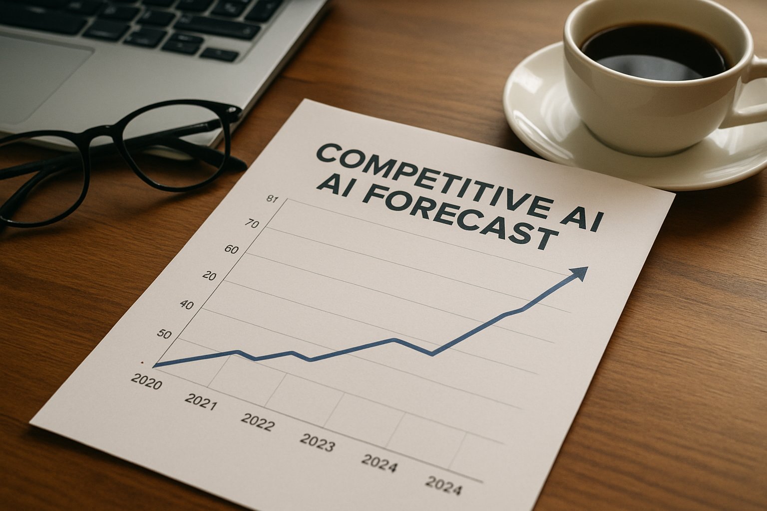 Competitive AI Forecst report on financial analyst's desk.